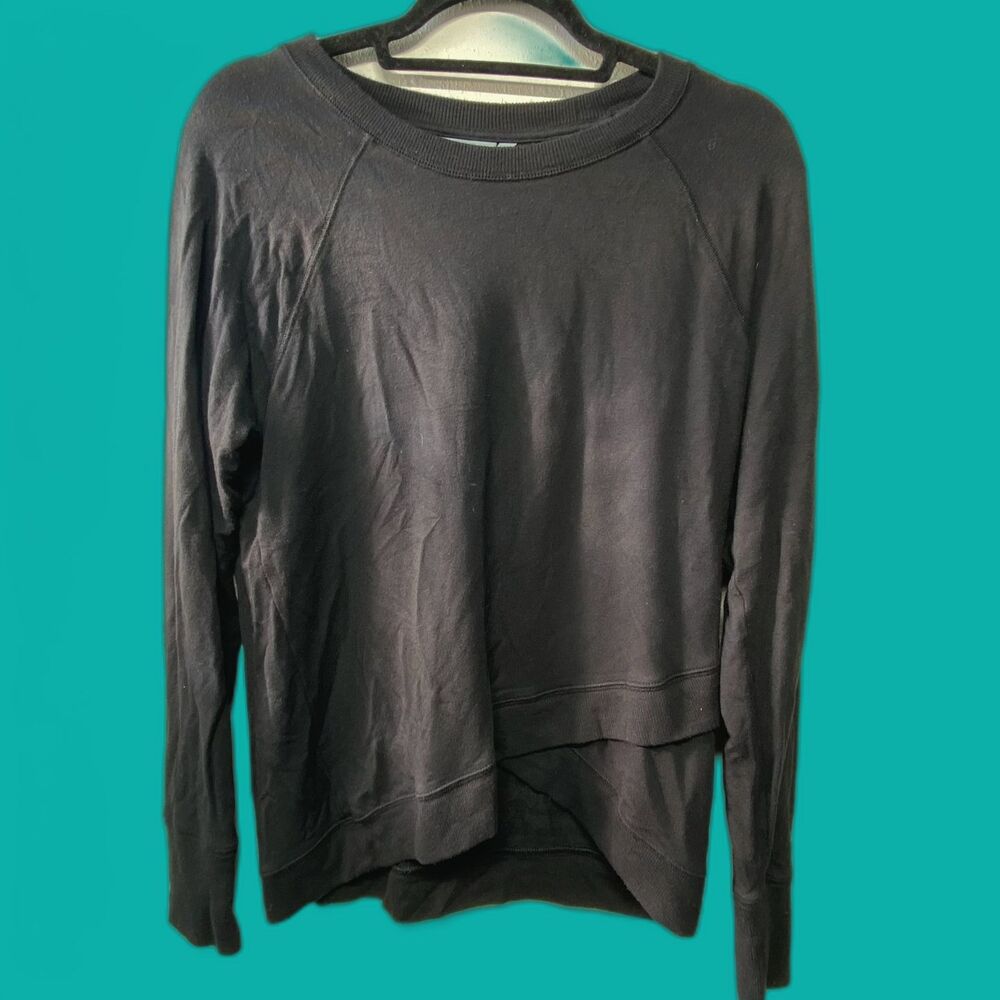 Athleta Women Black Cozy Asymmetrical Hem Casual Athleisure Sweater Medium